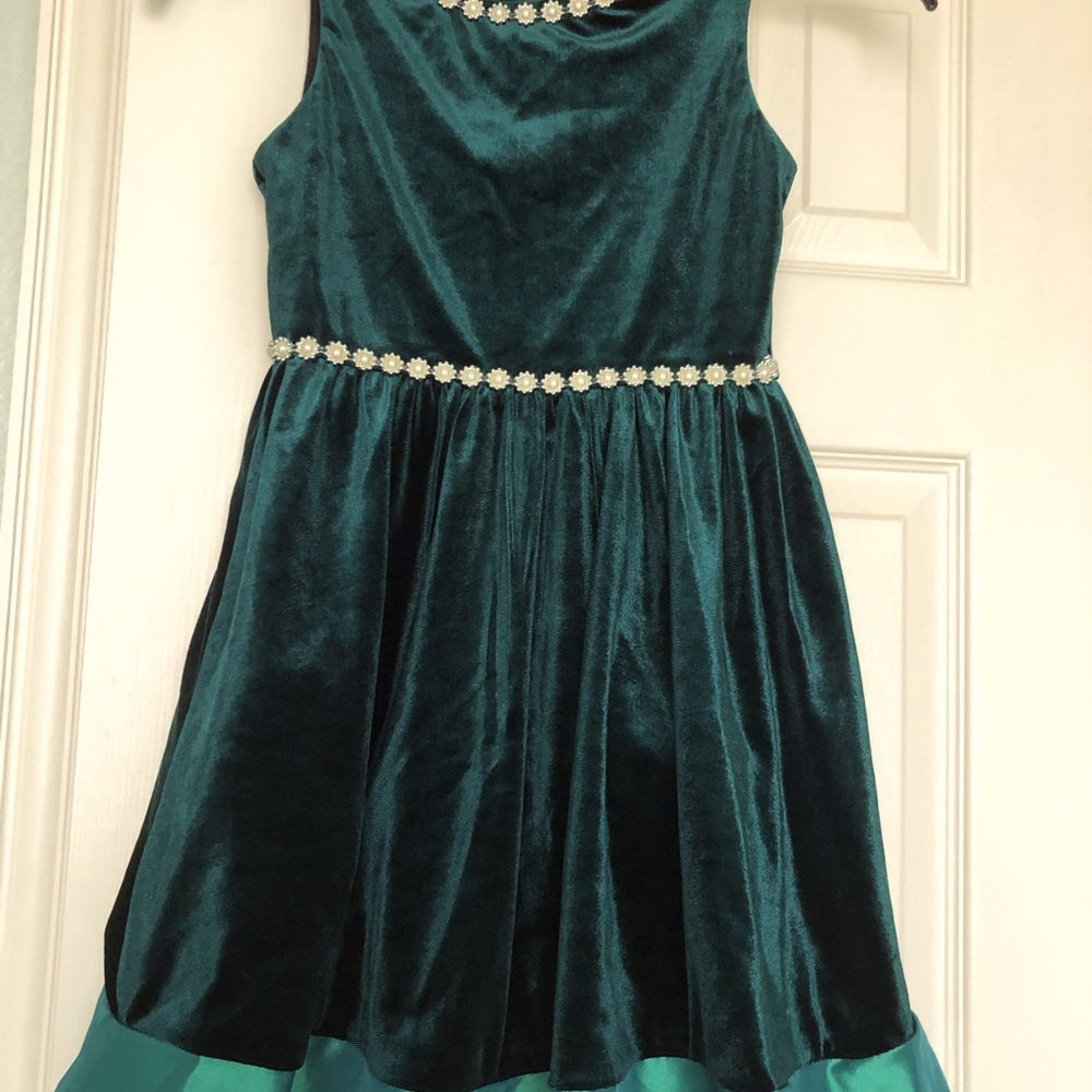 Green Velvet Dress by Rare Editions.